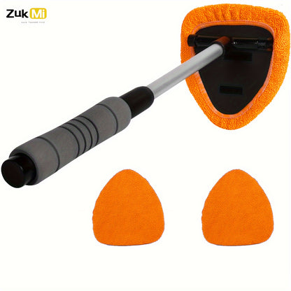 Microfiber Windshield Cleaner - Extendable Handle, Auto Interior & Exterior Glass Wiper, Car Glass Cleaning Tool Kit