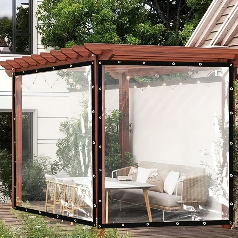 A Plastic Sheet Featuring Drawstring Openings for Convenient Fastening, Ideal for Garden Balconies, Terraces, Winter Plant Protection, Greenhouse Covers, And Outdoor Waterproofing