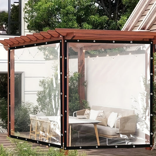 A Plastic Sheet Featuring Drawstring Openings for Convenient Fastening, Ideal for Garden Balconies, Terraces, Winter Plant Protection, Greenhouse Covers, And Outdoor Waterproofing