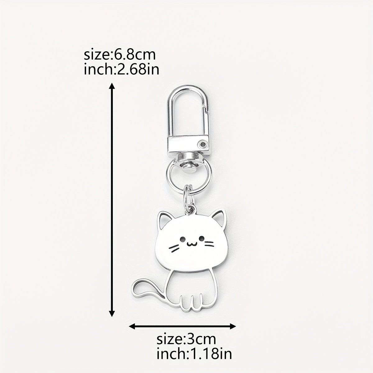 "1 new Japanese-style stainless steel keychain for cats, cute cat pendant, couple key chain pendant"