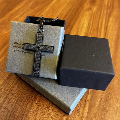 1pc 304 304 Stainless Steel Hypoallergenic Cross Pendant Necklace | 18K Gold Plated, Multi-Color Engraved, Includes Box, Unisex, Ideal for Daily Wear and Gift-Giving Occasions