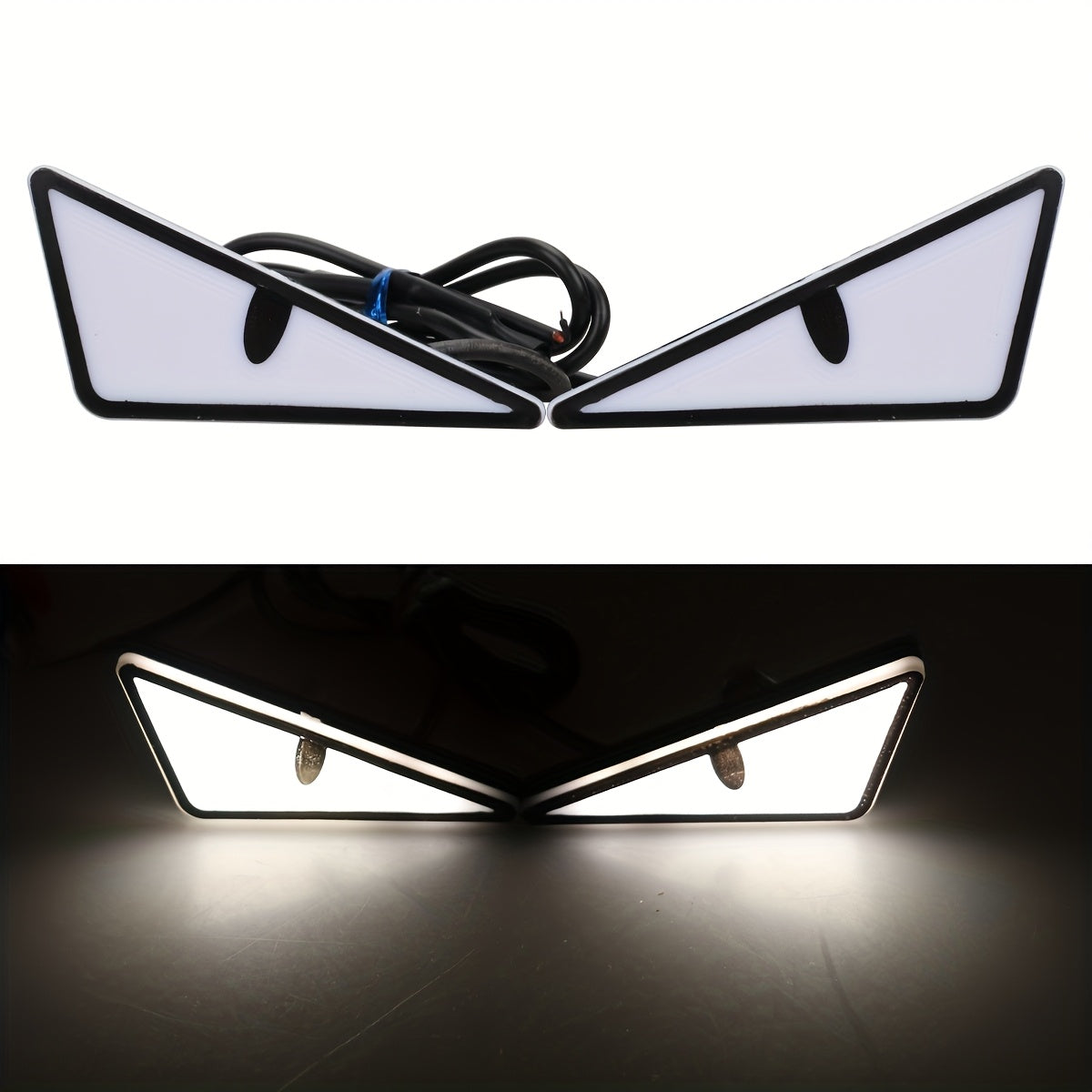 2-Piece LED Eagle Eye Lights, Triangular Devil Eyes, Fun Atmosphere Lights, High-Brightness Safety Driving Auxiliary Lights, 12V Devil Eye Neon Lights, Suitable for Cars and Motorcycles, High-Brightness Neon Lights