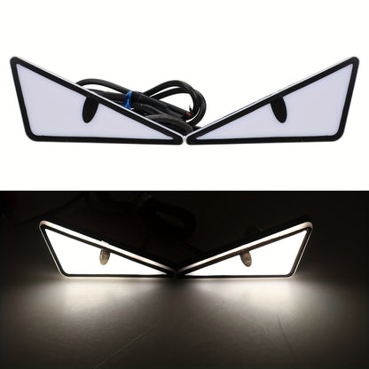 2-Piece LED Eagle Eye Lights, Triangular Devil Eyes, Fun Atmosphere Lights, High-Brightness Safety Driving Auxiliary Lights, 12V Devil Eye Neon Lights, Suitable for Cars and Motorcycles, High-Brightness Neon Lights