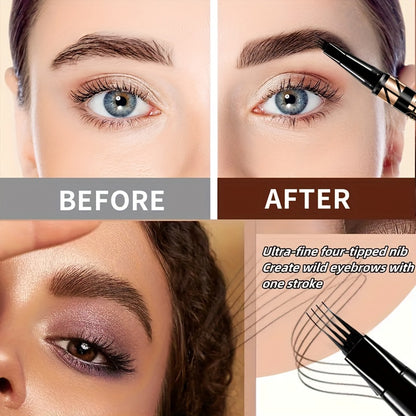 Liquid Eyebrow Pencil, Waterproof And Fast Drying, 4 Split Head, Filled with Sparse Eyebrows, Quick Eyebrow Painting, Enhance Eyebrow Color