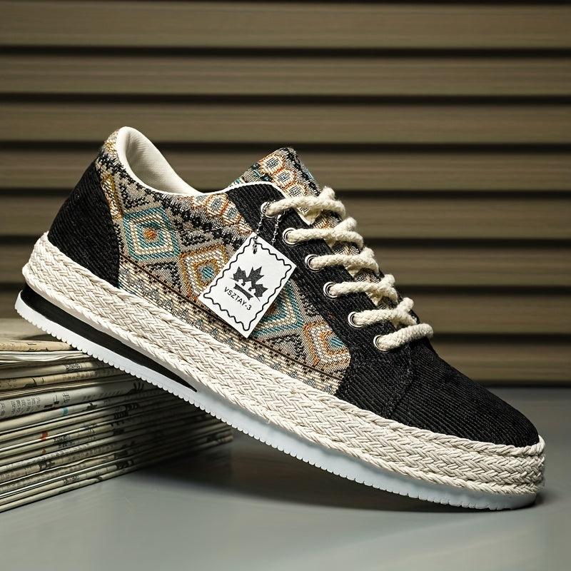 Men'S Breathable Casual Sneakers - Lightweight Summer Shoes with Lace-Up Closure, Non-Slip Rubber Sole - Beige/Black/Teal Colorway for Everyday, Office, Formal Events - All-Season Comfortable Walking Shoes, Office Footwear, Stylish Streetwear, Fabric Inte