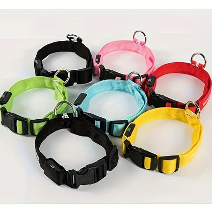 [LED Dog Collar] Battery LED nylon pet dog collar Dog light fluorescent collar pet supplies twinkle and glow at night