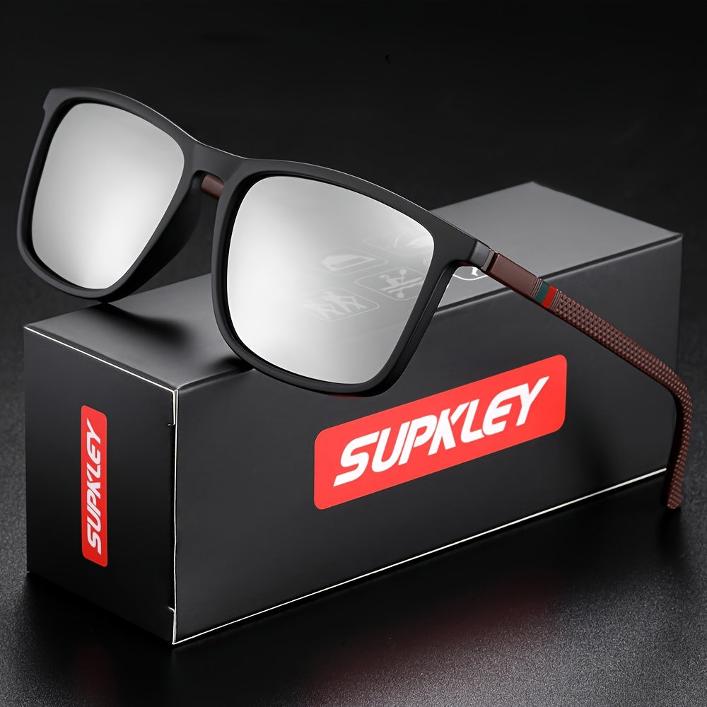 SUPKLEY Men'S Sports Sunglasses with Polarization, Lightweight Square Design, Comfortable Fit, Eyewear Accessory Comes with Original Packaging