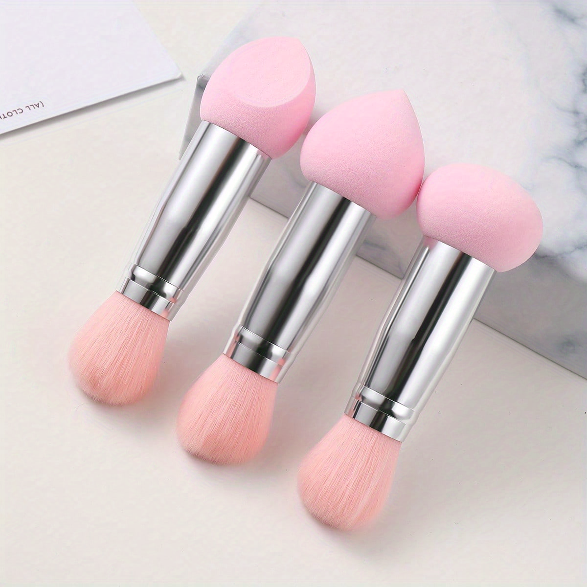 [Double-ended Purple] Set Of 1/3 Double-ended Purple Makeup Sponge + Makeup Brush
