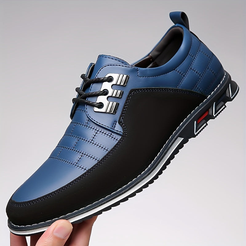 Men's Plaid Derby Shoes, Wear-resistant Non-Slip Dress Shoes for Wedding Business