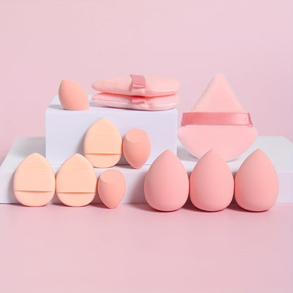 12pcs All-In-One Makeup Sponge Set, Consists of 3 Loose Powder Puffs, 3 Puffs, 3 Makeup Sponges And 3 Makeup Sponges. Foundation Blending Beauty Sponge, Liquid, Cream And Powder Flawless, Latex-Free Wet And Dry Dual-Use Foundation Makeup Cream