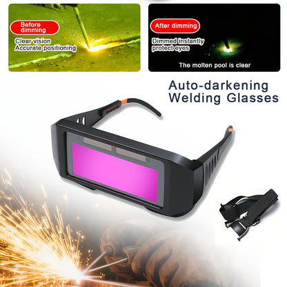 Auto Darkening Welding Glasses | Anti-Glare Lens, Solar-Powered & Battery-Powered, Ergonomic Design for Enhanced Visibility & Comfort, Durable Plastic Construction, Welding Accessories, Protective Eyewear, Comfortable Fit Goggles