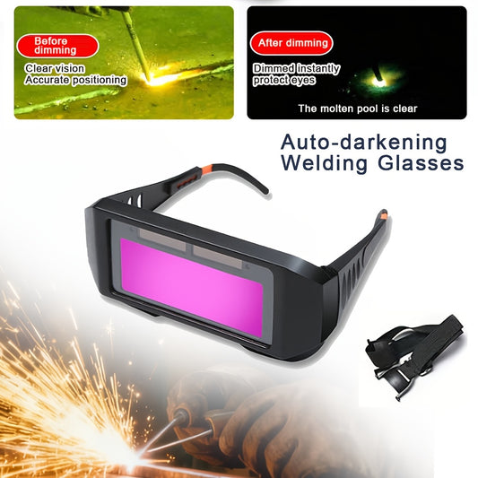 Auto Darkening Welding Glasses | Anti-Glare Lens, Solar-Powered & Battery-Powered, Ergonomic Design for Enhanced Visibility & Comfort, Durable Plastic Construction, Welding Accessories, Protective Eyewear, Comfortable Fit Goggles