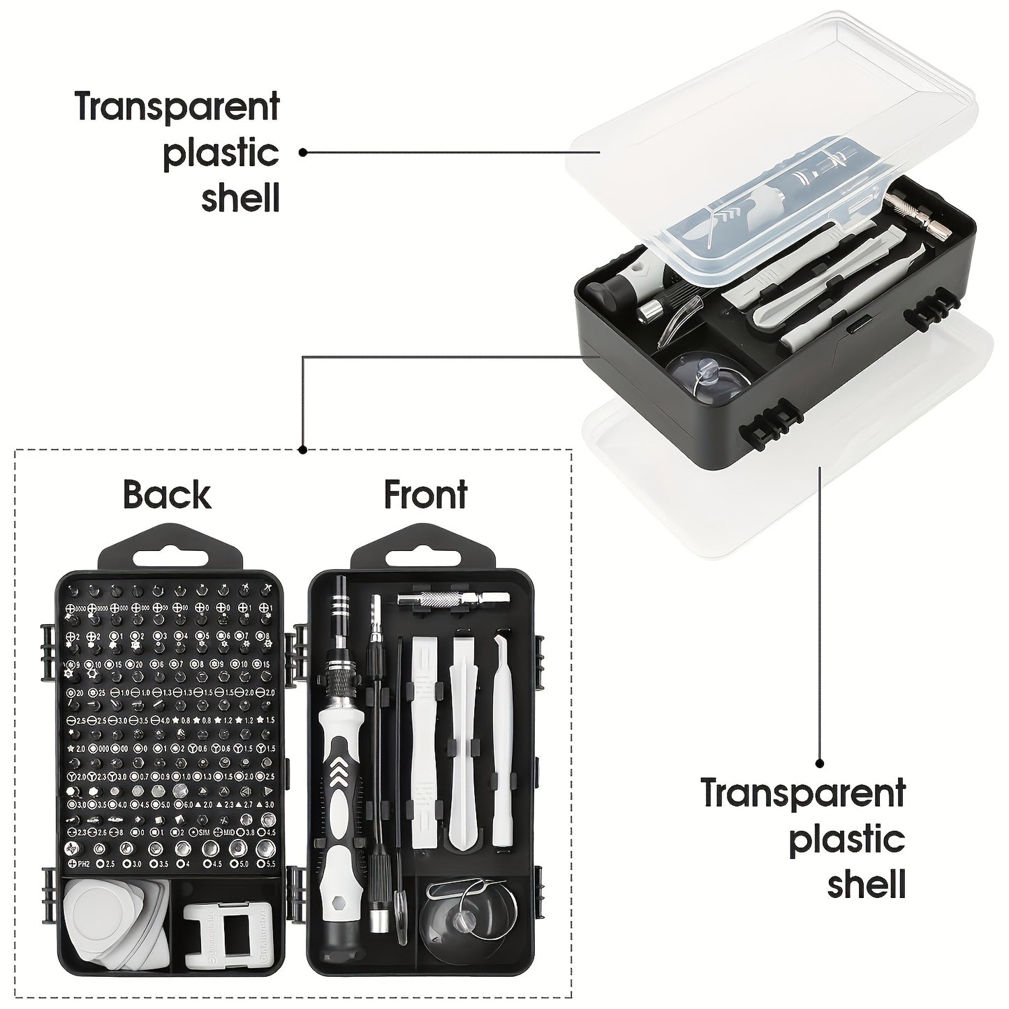HOMEFISH 115-In-1 Enhanced Screwdriver Kit with Strong And High Durability, Complete Tool Set for Multifunctional Disassembly Featuring Specially Shaped Bits