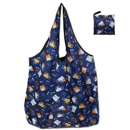 1pc Vibrant Dog Print Tote Bag - Reusable, Foldable, Durable Polyester Shoulder Bag with Buckle Closure, Ideal for Shopping, Travel, and Kitchen Storage, Travel Accessory|Playful Accessory|Durable Handle Bag