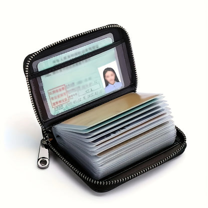 Ultra-Thin Men's RFID Anti-Theft Imitation Leather Wallet-20 Card Slots 2 ID Cards, Secure Zipper Closure, Simple Design, Daily Business Use, Perfect Gift for Festivals and Special Occasions, Travel Accessories, Durable Craft