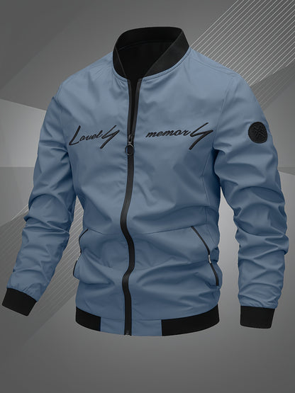 Men'S Letter Embroidered Casual Bomber Jacket, Mens Winter Jackets And Coats, Fridays Items, Mens Gifts Ideas, Gifts for Men, Thermal Wear for Men, Christmas Gifts, Suitable for Everyday Life, Home, Outdoor, Work, And Leisure Settings.