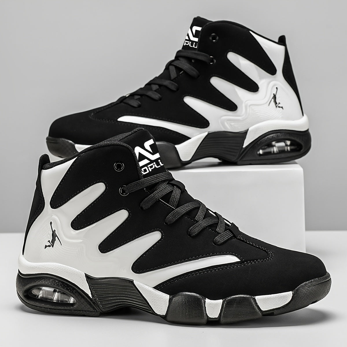 AOPLUS Men's High-Top Sneakers - Upper & Rubber Sole, Solid Color Casual Athletic Suitable for,, Gym - - Lace-Up Footwear (Year-Round Wear)