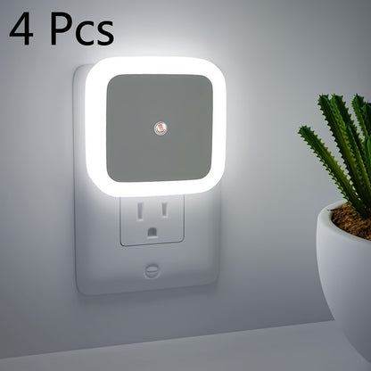 [Smart Sensor LED] 4pcs Night Lights, Smart Night Light Plug Into Wall, LED Night Light Lamp With Smart Sensor, Nightlights Auto-On/Off For Bedroom, Kitchen, Stairs, Hallway