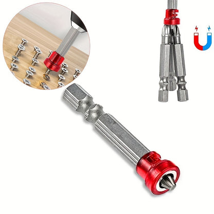 1/4pcs Magnetic Screwdriver Bits Set, PH2 Phillips Head, 1/4 Inch Hex Shank, Metal Alloy Steel, Screw Holder Ring, for Electric Screwdriver Kit, Home Tools (1.89In Length)