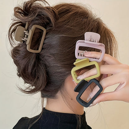 4pcs Matte Square Hair Claws - Minimalist Rectangular Hair Clips for Updos, Half-Up Styles & Everyday Casual Wear, Durable Non-Slip Hair Accessories for Women & s, Hairstyle Support Tools, Sturdy Grip Clips
