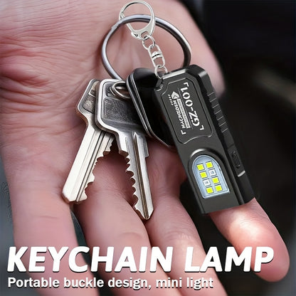 1pc Portable USB Charging Handsfree Flashlight | Mini Keychain Lamp with Bottom Magnetic, Pen Clip Design Headlight, 5 Light Modes, Multi Functional Emergency Lantern, Hanging Tent Light, for Travel, Camping, Fishing