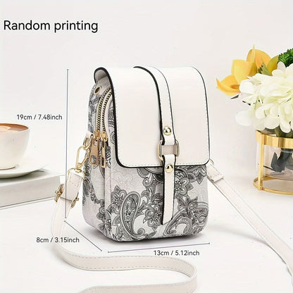 Small Bag Women's Bag 2024 New High-end Light Luxury Print Multi-layer Mobile Phone Bag Mini Niche Versatile Practical Color Single Shoulder Bag Crossbody Bag