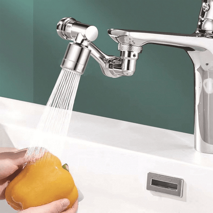 Universal Rotary Faucet Nozzle for 1pc, Silver in Color, Designed to Save Water. It Serves As an Extender for Kitchen Faucets And Can Be Used with Washbasins, Enhancing Home Improvement Projects. A Must-Have Gift for Any Household