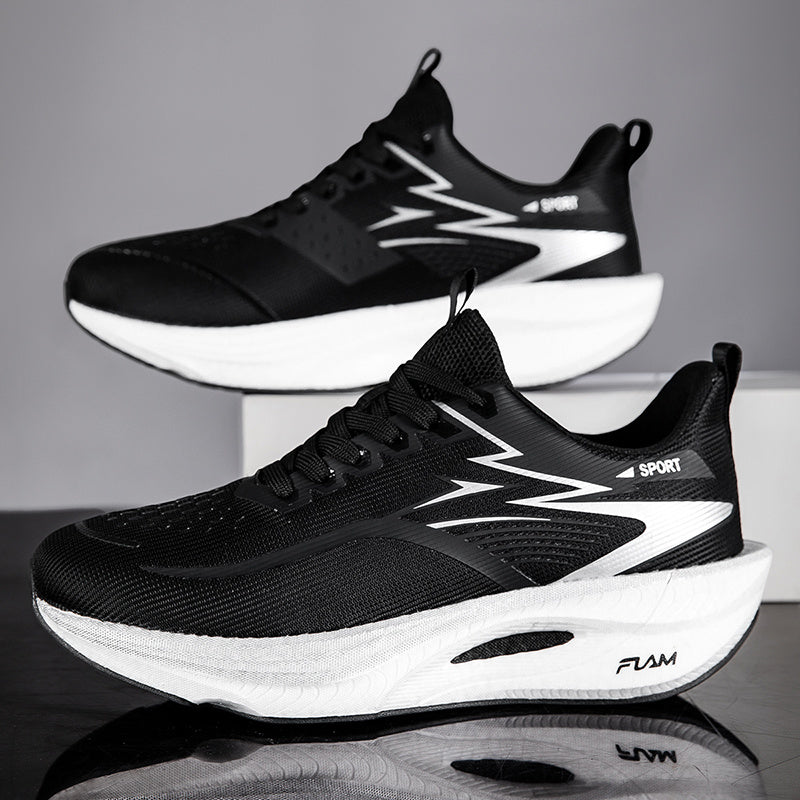 Men'S Ultra-Light Professional Marathon Running Shoes with Carbon Plate Shock Absorption | Breathable Low-Top Design, Fluorescent Upper, TPR Sole for All-Season Training, Gym, Track, and Everyday Use