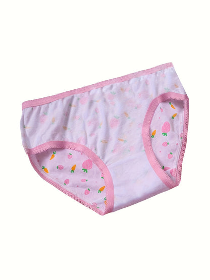 [12 Girls' Fun Underwear] Set of 12 Girls' Fun Underwear, Comfortable Kids' Triangle Panties, Featuring Adorable Designs for Children