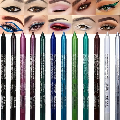 [High Pigmented Eyeliner Stick] 14-Color High Pigmented Pearly Shimmer Metallic Smokey Punk Gothic Style Eyeliner | Long Lasting Waterproof Eyeliner Stick, Matte in, Brown, Green, Pink