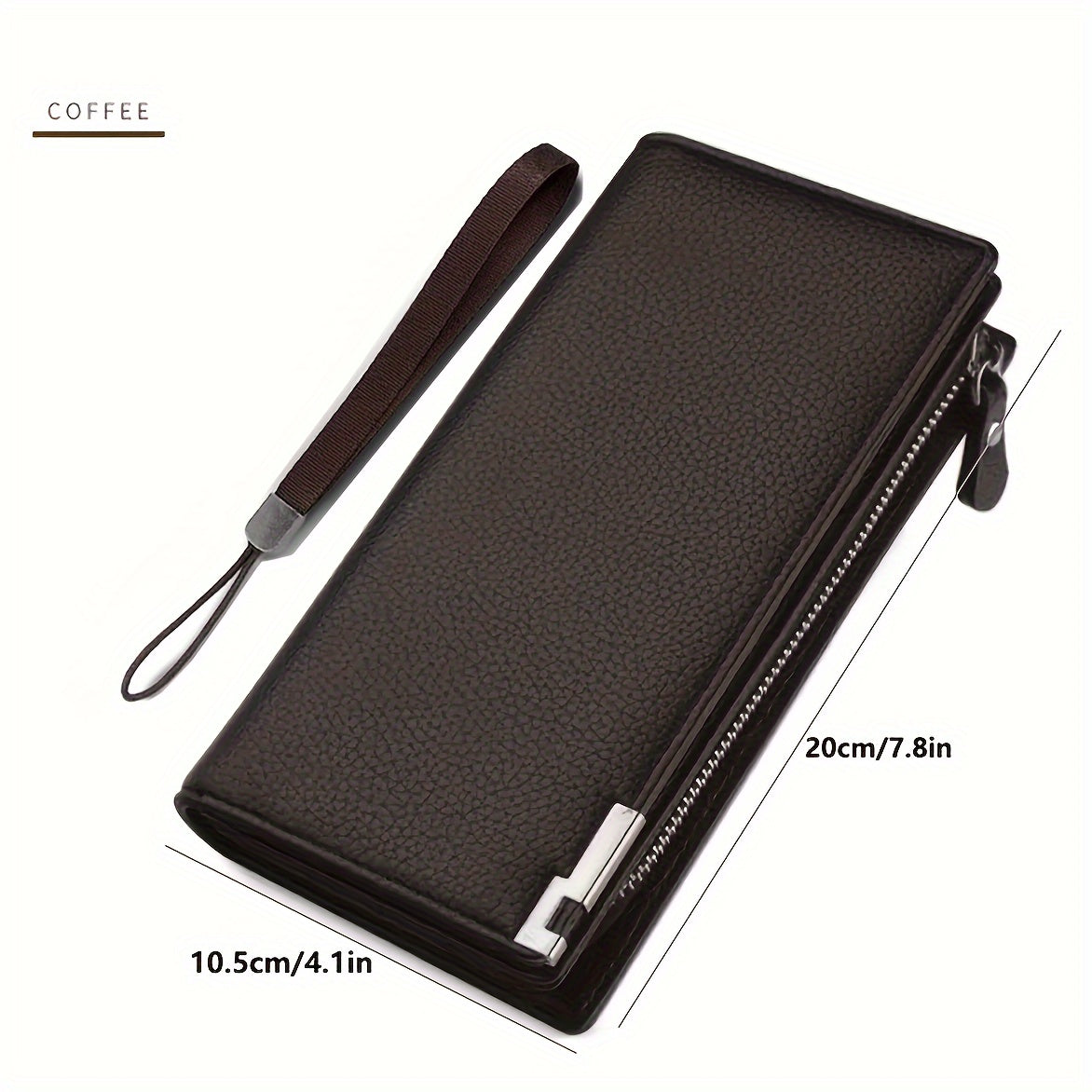 1pc Men's Wallet, Long Large Capacity Casual Trendy Mobile Phone Card Bag, Driver's License Zipper Faux Leather Bag, 2024 New Model, Open-mouth