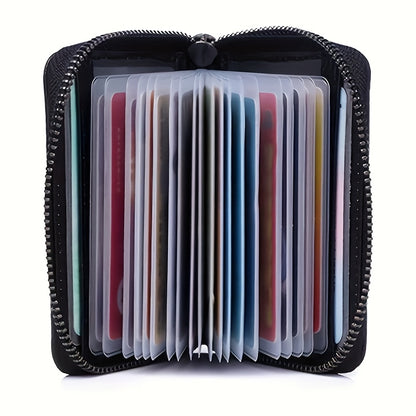 Ultra-Thin Men's RFID Anti-Theft Imitation Leather Wallet-20 Card Slots 2 ID Cards, Secure Zipper Closure, Simple Design, Daily Business Use, Perfect Gift for Festivals and Special Occasions, Travel Accessories, Durable Craft