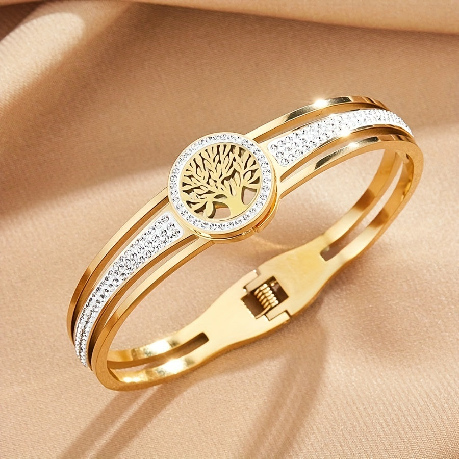 A Men'S Stylish Tree of Life Bracelet Made of 316L Stainless Steel, Perfect As a Holiday Gift