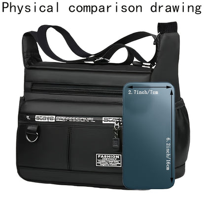 Men'S Nylon Shoulder Bag - Casual Oxford Canvas Crossbody with Adjustable Strap, Multiple Pockets & Zipper Closure for Travel, School & Daily Use (Random Zipper Pull Design), Travel Bag|Casual Style Bag|Durable Fabric Bag