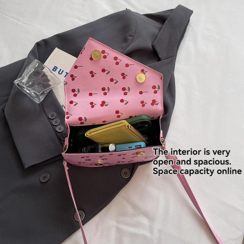 Women'Single-Shoulder Bag, 2025 New Fashion Cherry Print Handbag/Tote Bag, Fresh, Cute, and Sweet Single-Shoulder Crossbody Bag, Chic Style Design with Cherry Charm, Multiple Colors Available, Halloween Bestselling Women'Bag