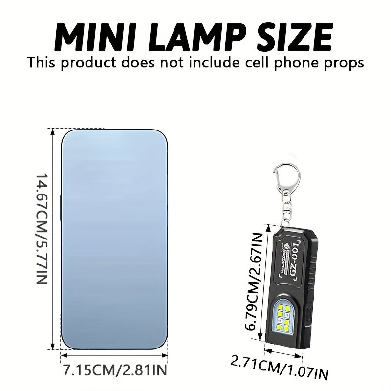 1pc Portable USB Charging Handsfree Flashlight | Mini Keychain Lamp with Bottom Magnetic, Pen Clip Design Headlight, 5 Light Modes, Multi Functional Emergency Lantern, Hanging Tent Light, for Travel, Camping, Fishing