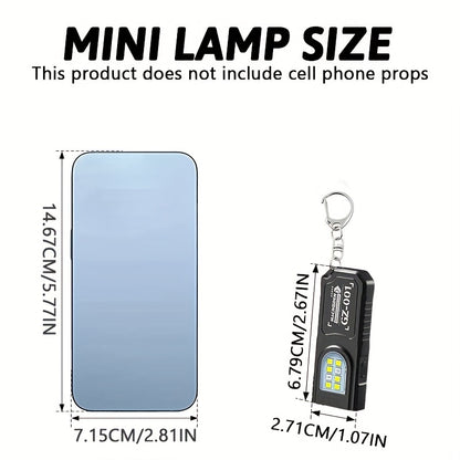 1pc Portable USB Charging Handsfree Flashlight | Mini Keychain Lamp with Bottom Magnetic, Pen Clip Design Headlight, 5 Light Modes, Multi Functional Emergency Lantern, Hanging Tent Light, for Travel, Camping, Fishing