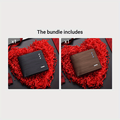 Men's Casual PU Leather Wallet With Card Slots, Zipper Coin Purse, Money Clip Christmas Gift