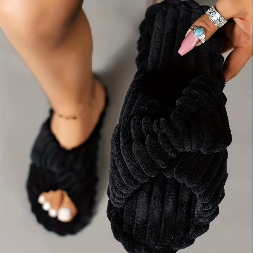 Women'S Cozy Fabric Slip-On Slippers with Braided Straps - Soft Beige Cross-Strap Design, Comfortable Home Shoes for All Seasons, Perfect for Relaxing at Home, Allseason Slippers | Braided Straps Slippers | Fabric Upper Slippers
