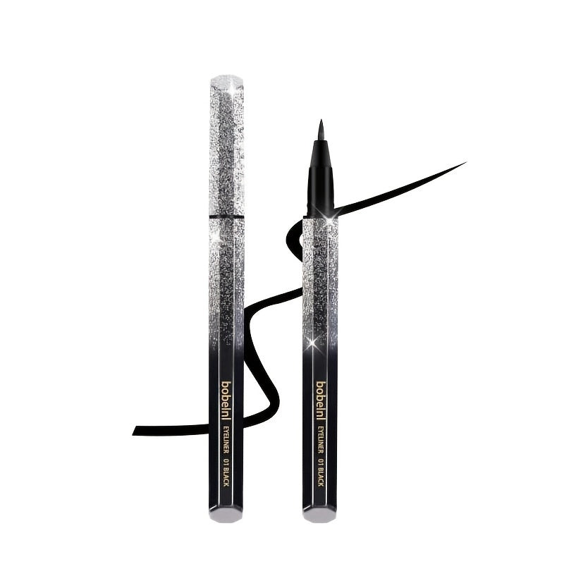 [1pc Waterproof Black Eyeliner Pen] 1pc Long-Lasting Waterproof Black Starry Sky Eyeliner Pen with Sponge Tip - Smooth and Quick-Drying for Beautiful Eye Makeup
