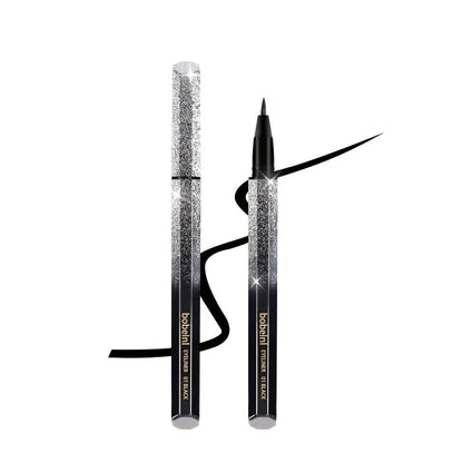 [1pc Waterproof Black Eyeliner Pen] 1pc Long-Lasting Waterproof Black Starry Sky Eyeliner Pen with Sponge Tip - Smooth and Quick-Drying for Beautiful Eye Makeup