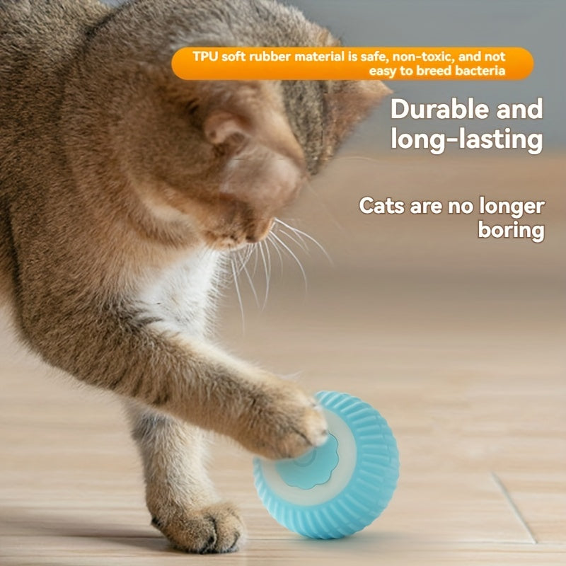 Smart Cat Toy for Self-Entertainment and Teasing, Cat Wand with Intelligent Rolling Ball, Automatic Interactive Cat Ball, Electric Cat Toy