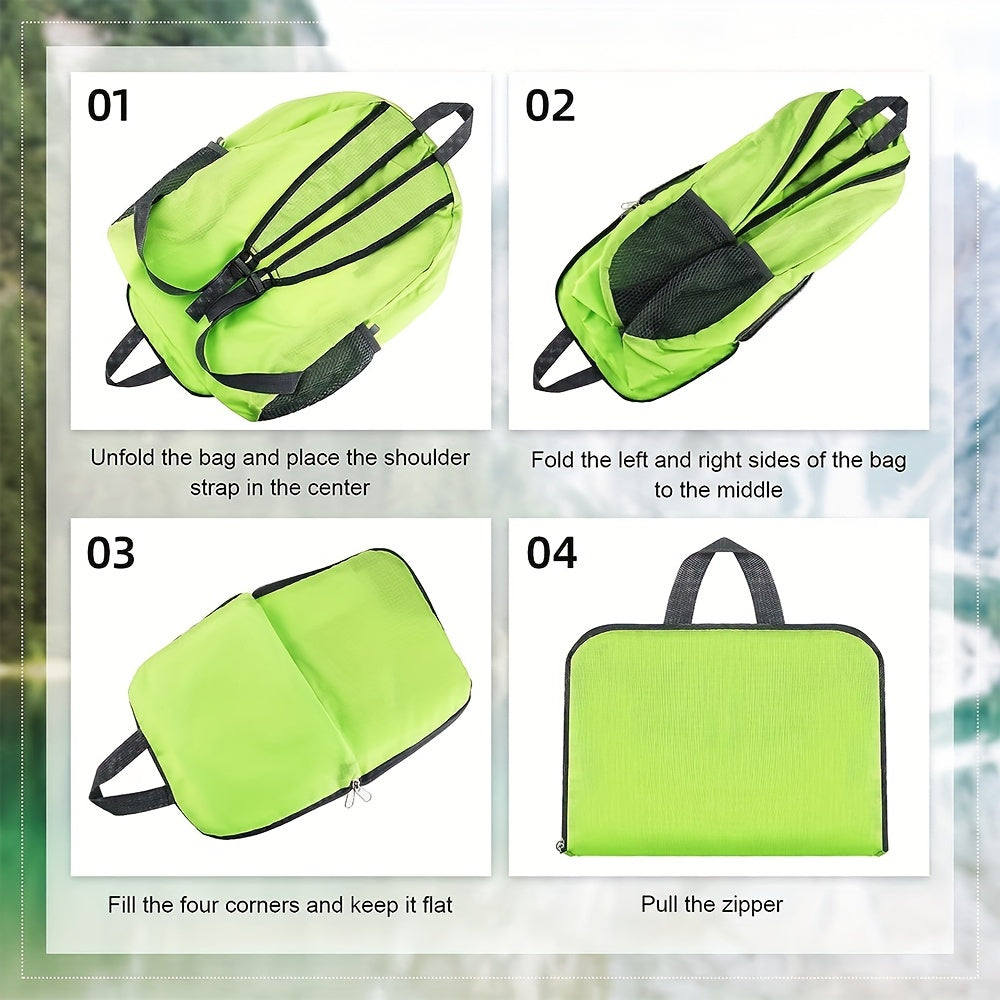 1pc Lightweight Foldable Backpack Travel Bag, Large Capacity Portable Rucksack For Women Men Outdoor Sports Hiking Camping Mountaineering, Ideal Christmas, Halloween and Thanksgiving gifts
