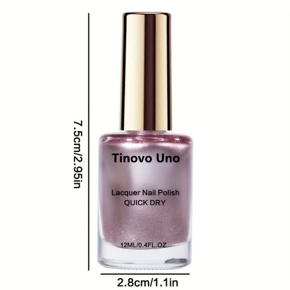 Tinovo Uno Rose Golden Metallic Nail Polish, Quick Dry Formula, Chrome Finish, Salon-Style Nail Art, Alcohol-Free, Adult Use, 12Ml/0.4Fl.Oz