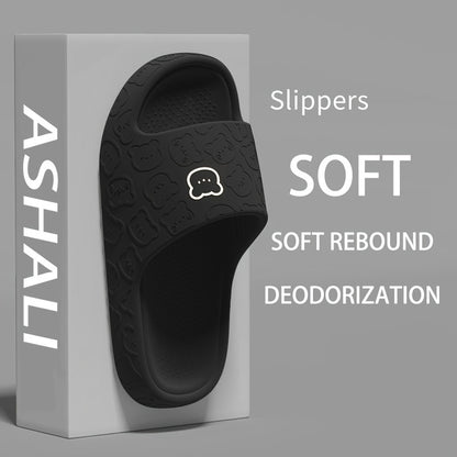ASHALI Cute Little Bear Breathable Men'S Soft Slippers for All Seasons, Suitable for Indoor Home Use, Couple'S Bathroom Slippers