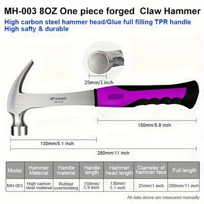 1pc Claw Hammer Nail Hammer Woodworking Striking Tools Carpenter Tools Steel Hammer