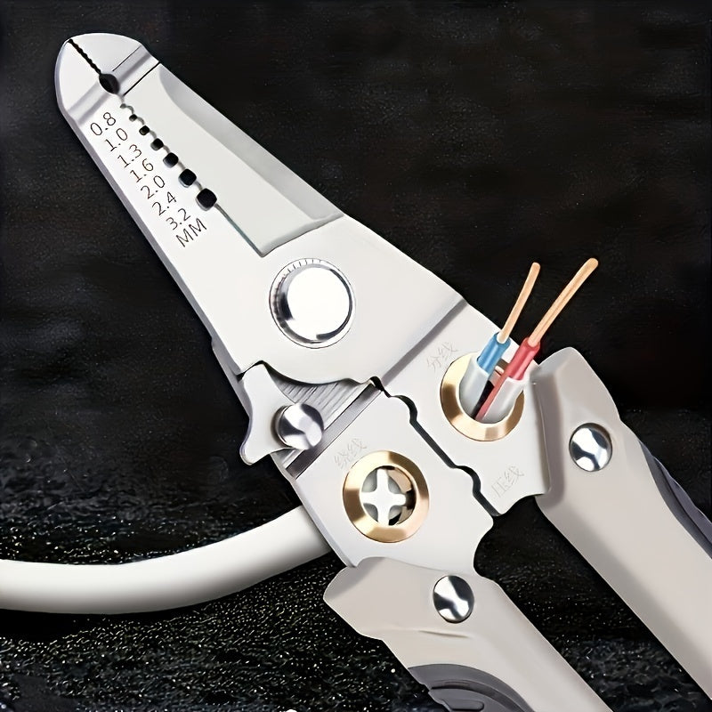 A Heavy-duty Multi-function Stainless Steel Pliers and Wire Stripper, Industrial-grade Electrician's Cutting Pliers for Wiring, Cutting, Stripping, Crimping, Clamping, Twisting, Nail Pulling, Metal Structures, Power Workers, and Household Use