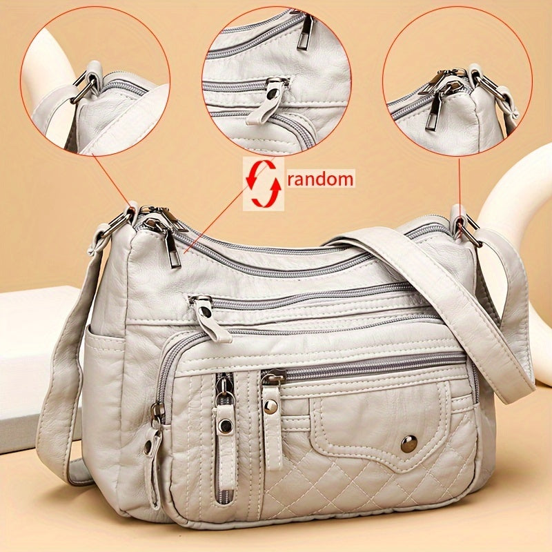 [Large Crossbody Bag] 8108 Large Capacity Soft Shoulder Crossbody Bag - Random Flower Pattern - Random Strap Direction - Random Zipper Direction