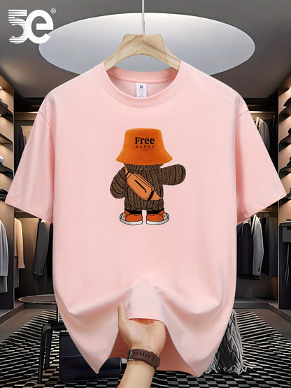 5E Brand Print T-Shirt Made of 100%, Heavyweight New Style, Pure Short-Sleeve Summer T-Shirt, Loose Fit, Round Neck, Men'S Short-Sleeve Trendy Shirt