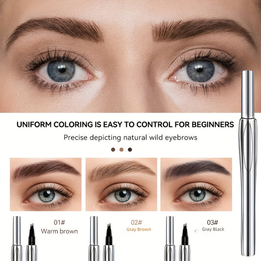 4-Tip Forked Eyebrow Pencil - 24-hour Waterproof and Sweatproof, No Fading. Uses a Micro-forked Tip Applicator to Create Natural, Well-defined Eyebrows. 3 Shades to Suit All Skin Tones. Valentine's Day Gift, Birthday Gift